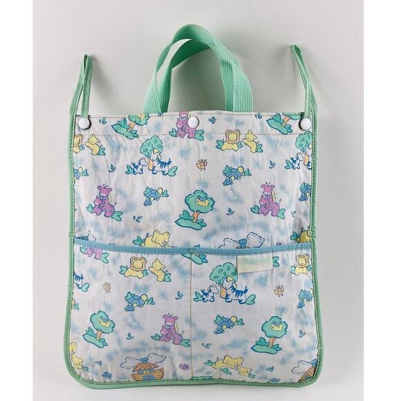 Baby Aspen Handbags - Vintage Baby Sac Vinyl 90s Diaper Bag Tote Pastel Zoo Animals Bazaar 1997 Purse